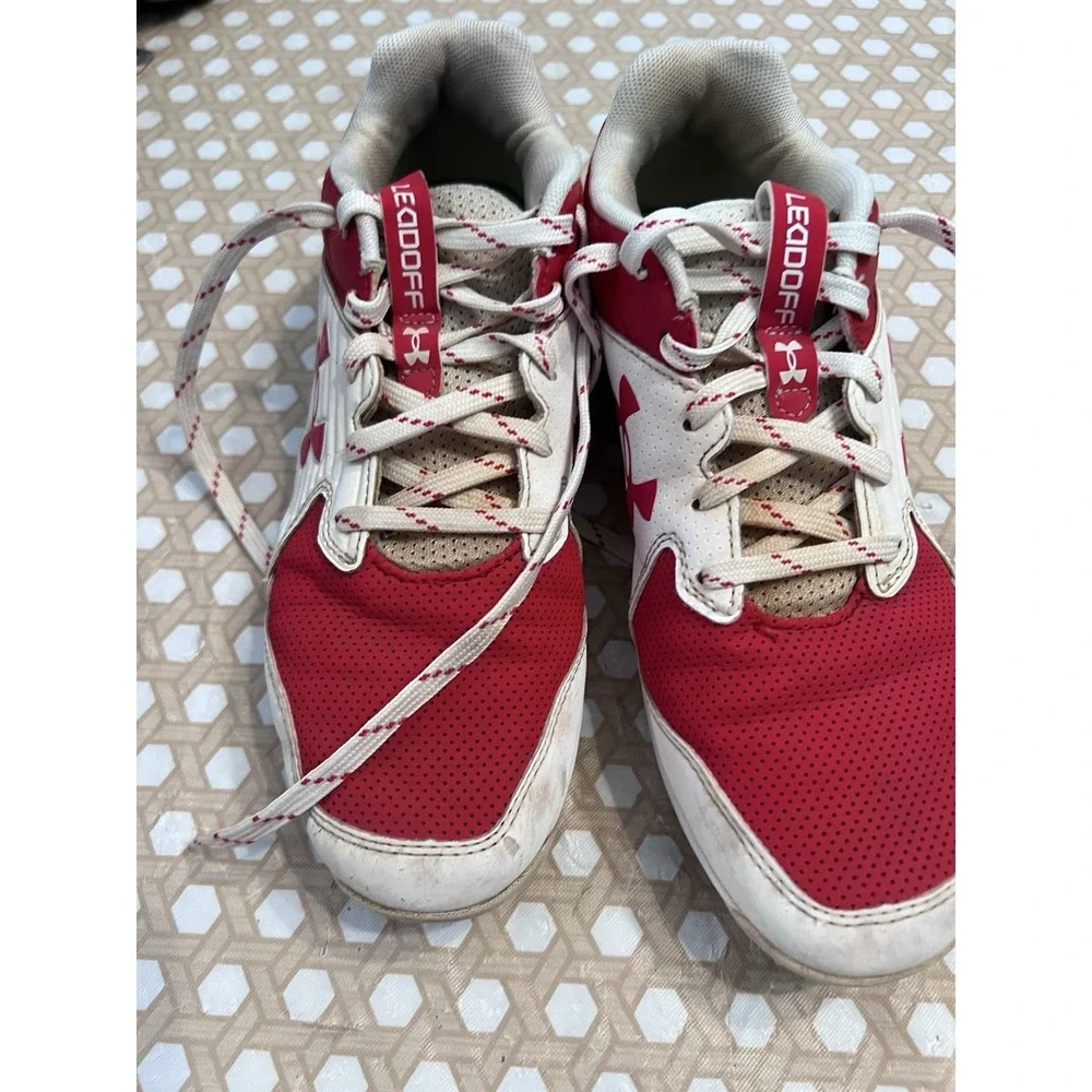 Under Armour Leadoff Low RM Cleats Red/White Size 6Y 3023442-600